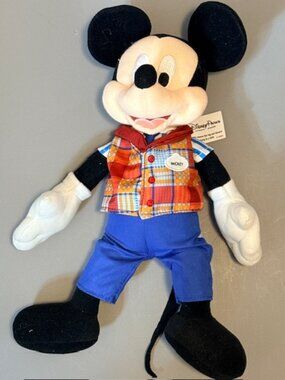 Vintage Walt Disney Parks Plush Stuffed Animal Mickey Mouse Vest Tie Disneyland